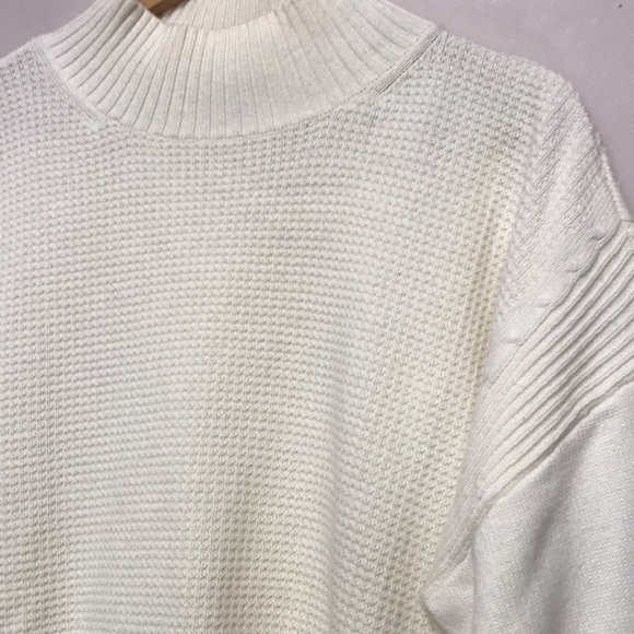 Talbots Mock Neck Lambswool Blend Knit Sweater XL Ivory - Picture 2 of 8